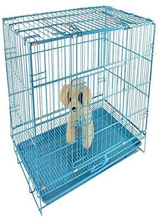 KittuPet Single Door Folding Metal cage with Removable Tray and paw Protector for Dogs,Cats and Rabbits 18 Inch Sky Blue - Image 2